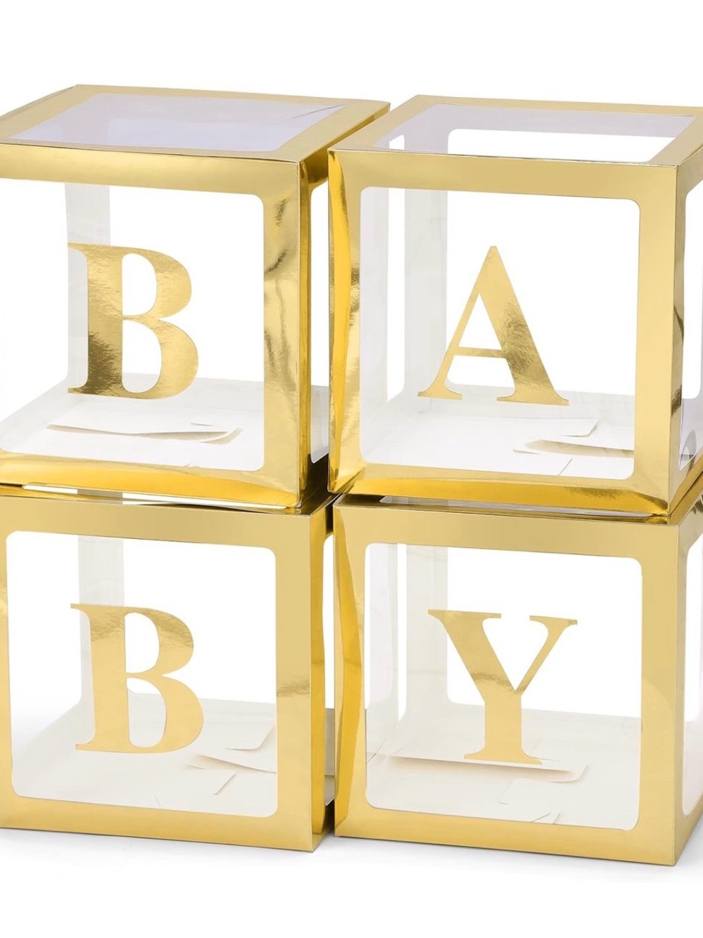 Gold “Baby” Blocks - Set of 4 Baby shower, birthday decor